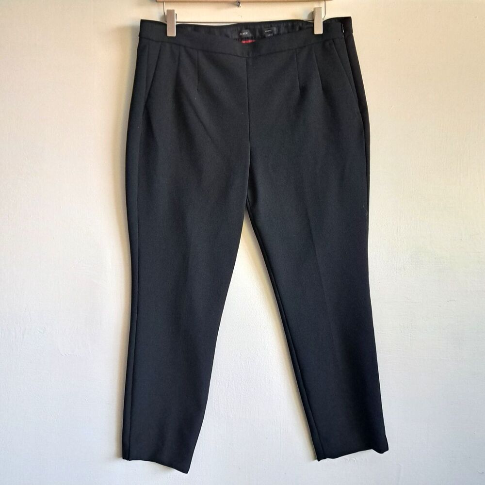 J. Crew Pants Womens 12 Black Cropped Martie Stretch Zipper Career Office J